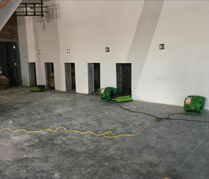 Large commercial room with air movers